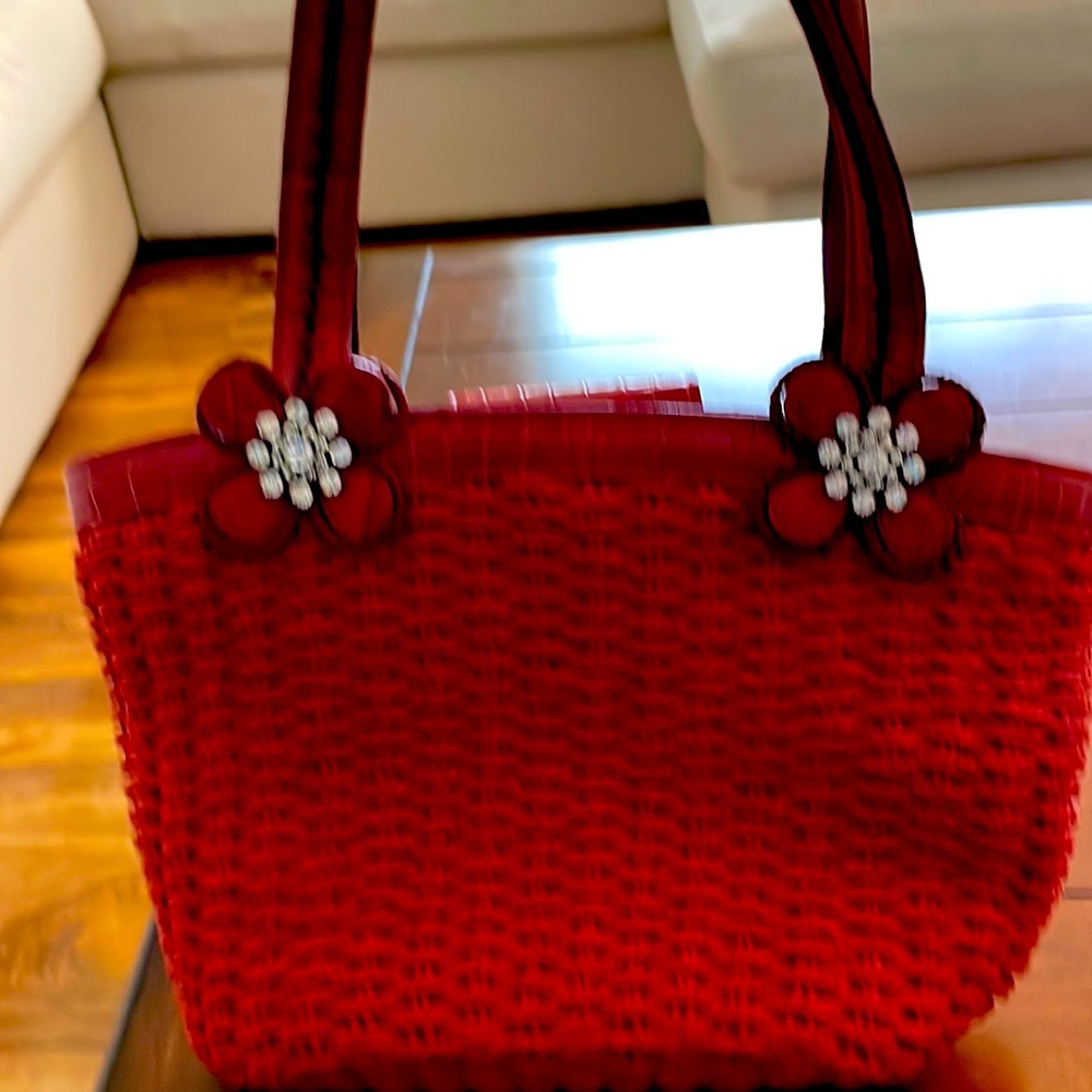Wicker, red Brighton handbag